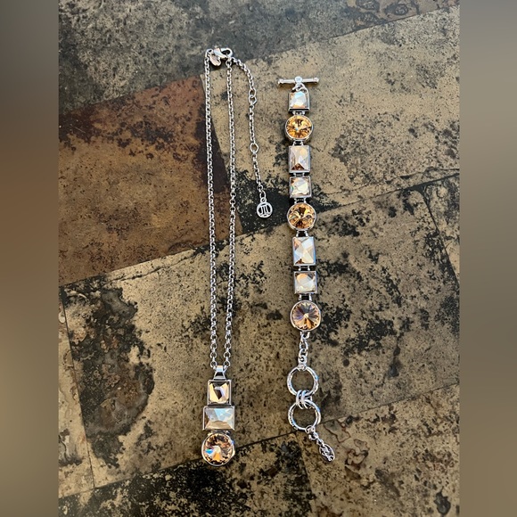 MYKA- RABAT SWAROVSKI Golden Yellow CRYSTAL NECKLACE & Bracelet - Picture 1 of 9